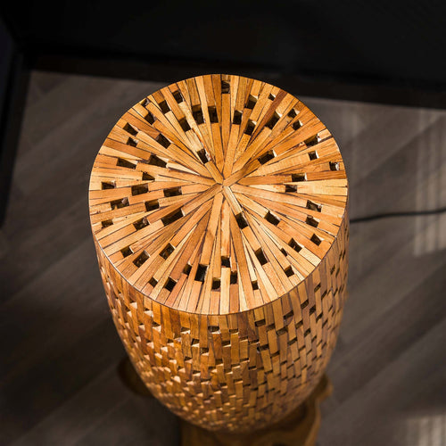 Giga Meubel Vloerlamp Bars - Naturel Teakhout - 4-Lichts - 40x40x184cm - vtwonen shop