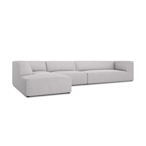 Cosmopolitan Design - Modulaire hoekbank links Siena 5-zits, structurele stof lichtgrijs - 180x366x69cm