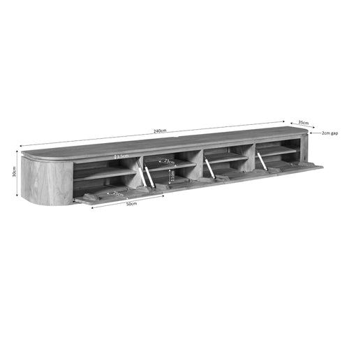 Starfurn - Tv meubel Excellent - Bruin - 35x240x30 cm