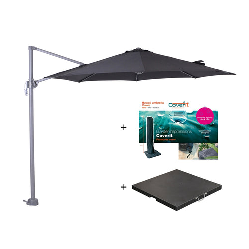Zweefparasol Hawaii S - met voet en hoes - Zwart - 300 cm - vtwonen shop