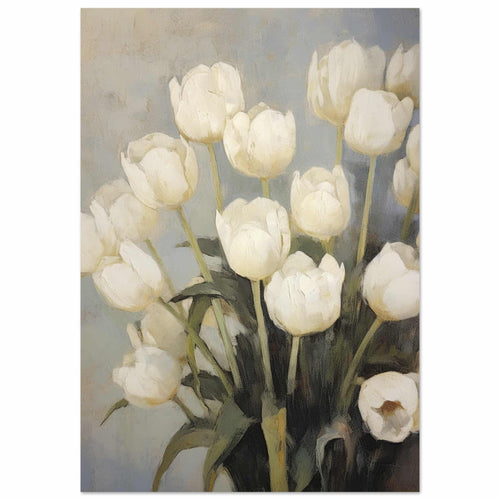 Artfulprints Poster met Lijst White tulips   - A4 21x29.7 cm - Wit
