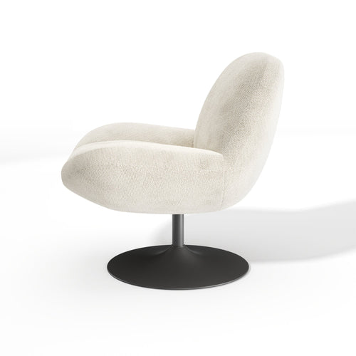 Premium Interiors - Draaistoel RETRO - krullend fluweel crème 71cm