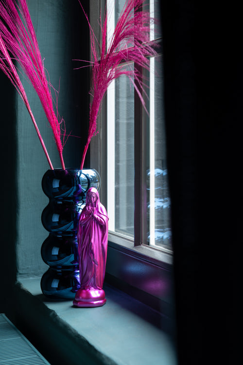 J-Line vaas Rups - glas - blauw - 30 cm hoog - vtwonen shop