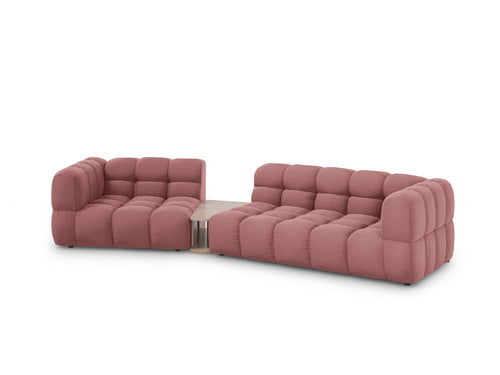Cosmopolitan Design linker modulaire bank Sky 3-zits, flueel, zalm - 148x353x70cm