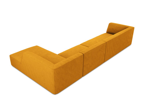 Micadoni rechter hoekbank Ruby 5-zits, ribfluwelen, geel - 180x366x69cm