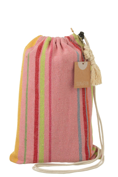 J-Line hangmat Strepen - katoen/polyester - roze/mix