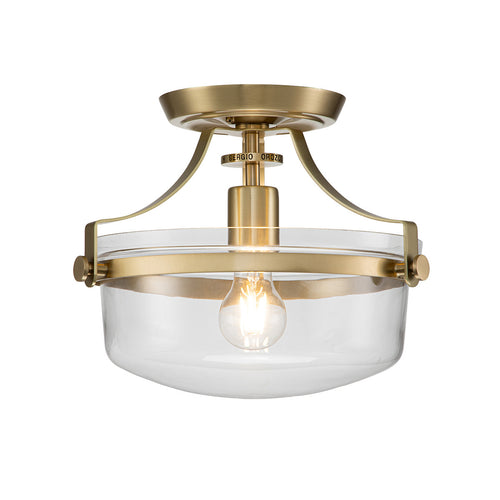 Elstead Quoizel Penn Cilindrische Plafondlamp Geborsteld Messing