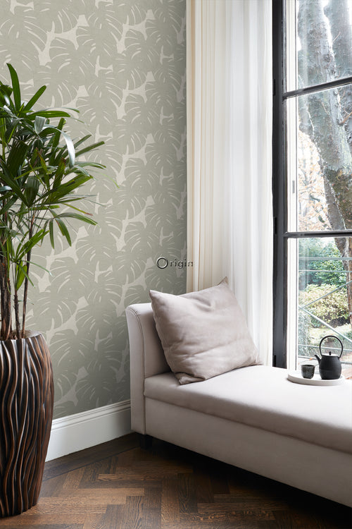 Origin Wallcoverings behang bladeren met geweven structuur donker beige - 0,53 x 10,05 m - 347761 - vtwonen shop