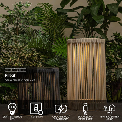 Lucide vloerlamp PINGI - Geïntegreerde LED - Taupe