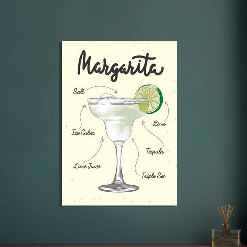 Artfulprints  Margarita cocktail – Illustratie   poster 70x100 cm