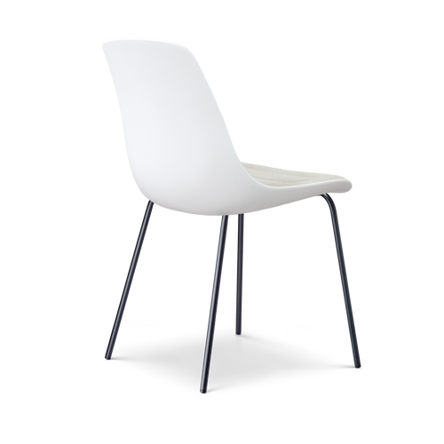 Nolon Nora-Liv eetkamerstoel wit met naturelbeige zitkussen - zwart onderstel