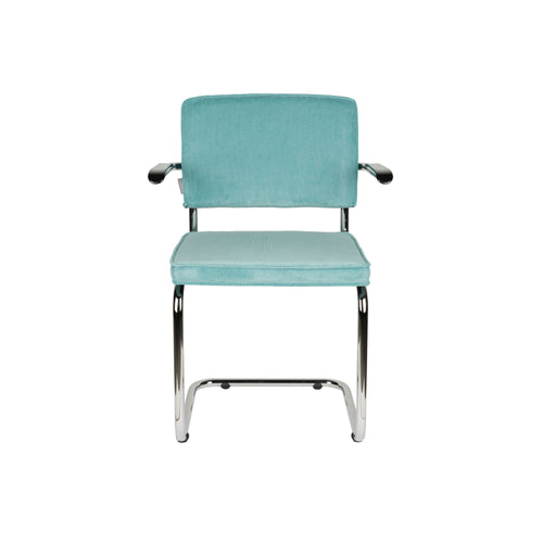 Zuiver Ridge Rib Eetkamerstoelen armleuning Blauw - Set van 2 - vtwonen shop
