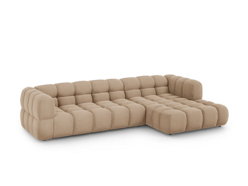 Cosmopolitan Design Modulaire hoekbank rechts Sky 4-zits, flueel, zand - 162x300x70cm