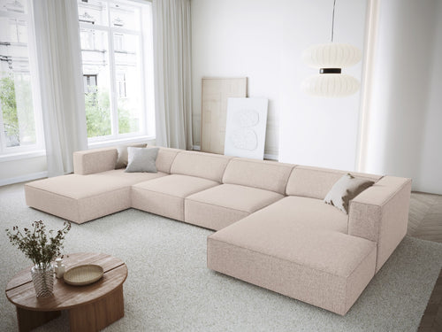 Cosmopolitan Design Panoramische bank Arendal 6-zits, chenille, beige - 166x364x70cm