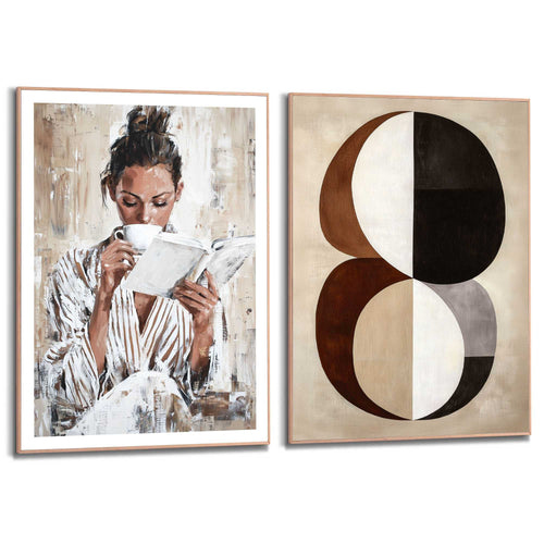 Reinders Ontspannen schilderijen set -  beige - slaapkamer - 70x50cm