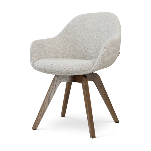 Nolon Noor-Mae draaibare eetkamerstoel beige gemêleerd - walnoot houten onderstel