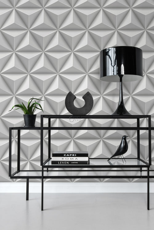 Origin Wallcoverings behang grafisch 3D motief lichtgrijs - 53 cm x 10.05 m - 347815 - vtwonen shop