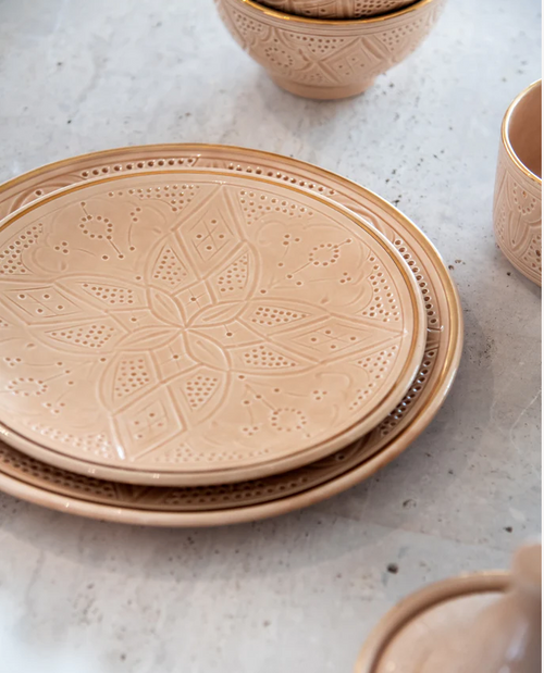 Chabi Chic Bord - Empreinte -zand/goud - keramiek - Ø 20 cm - vtwonen shop