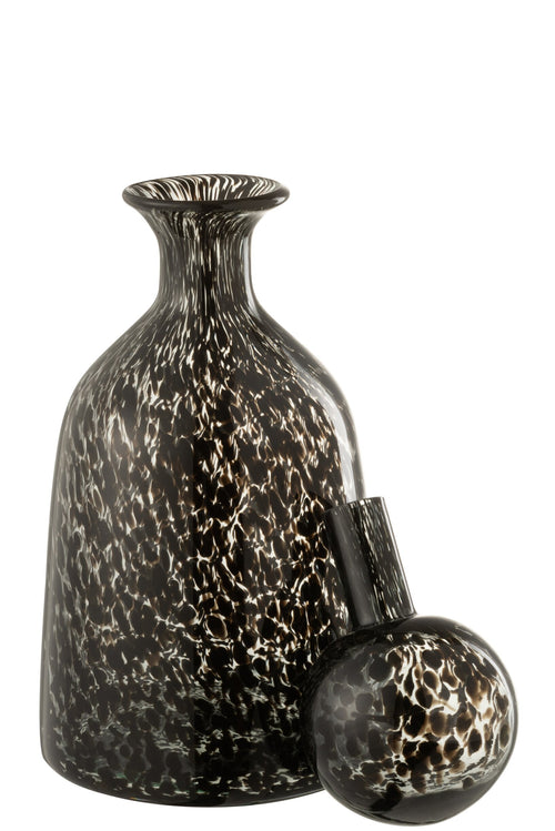 J-Line decoratie Fles + Stop Stip Laag - glas - zwart - small