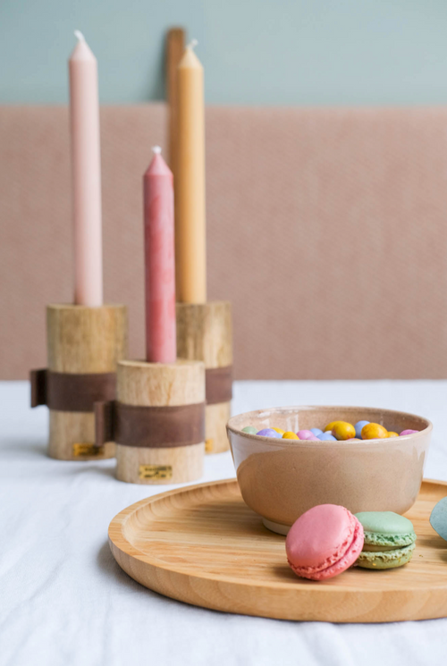 Return to Sender Kandelaar 8 cm mangohout met leer 2-zijdig te gebruiken voor kaars en waxinelicht - vtwonen shop