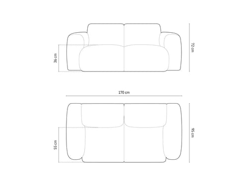 Cosmopolitan Design Bank Nolio 2-zits, chenille, olie - 95x170x72cm