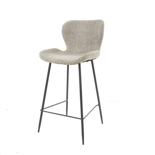 Giga Meubel Barstoel Ronde Buis - Zand Bouclé - Set van 2