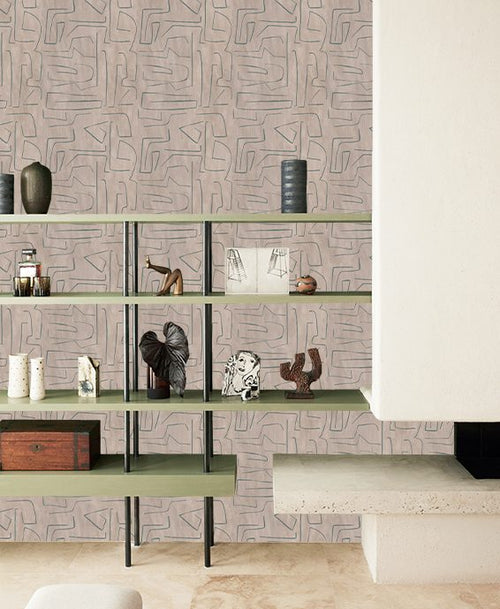 Catchii Behang Curvy waves Tuscan Red - vtwonen shop