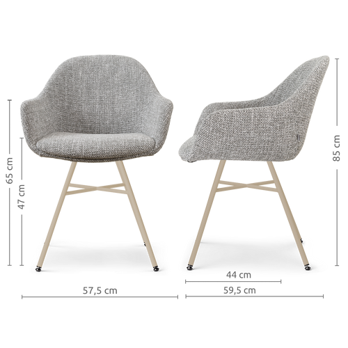 Nolon Noa-Mae eetkamerstoel grijs blend - beige onderstel