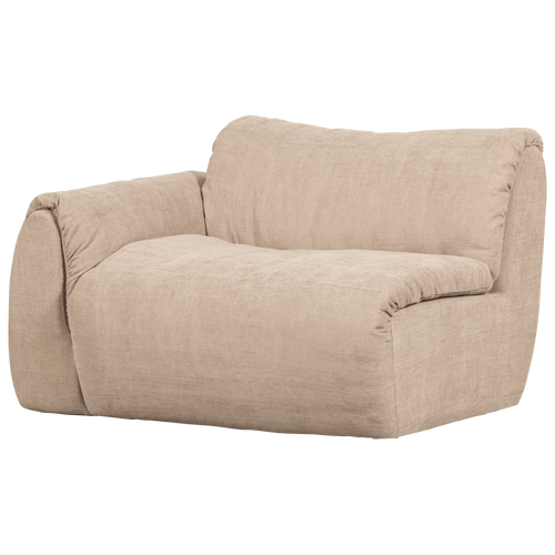WOOOD 1-zits met arm links Baggy - Geweven Chenille - Zand -81x114x101 - vtwonen shop