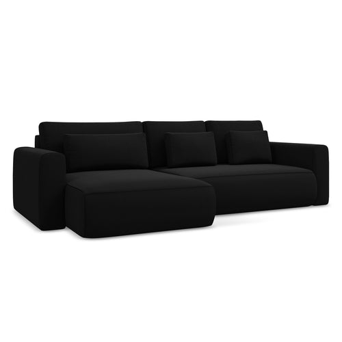 LaMiaSofa hoekbank links Perugia - velours - zwart - 278x149x82
