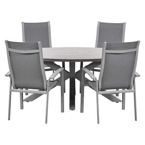 Garden Impressions Tuinset Hilly 5-delig taupe - Tulli tuintafel 180x115 cm
