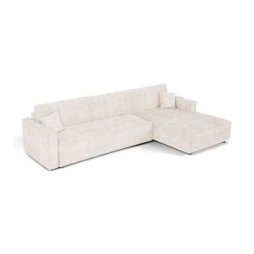 Premium Interiors - Rechthoekige hoekbank met slaapfunctie en opbergruimte  - corduroy crème 297cm