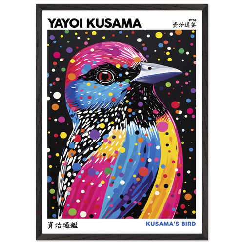 Artfulprints Poster met Lijst Yayoi Kusama - Kusama's bird   - 50x70 cm - Meerkleurig
