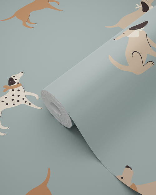 ESTAhome behang honden blauw en bruin - 50 x 900 cm - 131381 - vtwonen shop