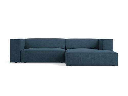 Cosmopolitan Design rechter hoekbank Arendal 3-zits, chenille met ribbeleffect, marineblauw - 166x224x70cm