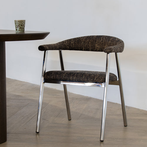 DÉJA Living Eetkamerstoel Sorø - Donkerbruin/Chrome - Set van 2 - vtwonen shop