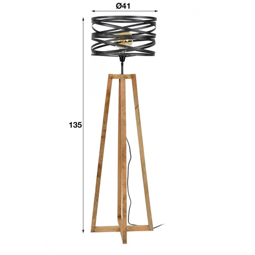 Giga Meubel Vloerlamp Twist - Metaal/Hout - 1-Lichts - 41x41x141cm - vtwonen shop