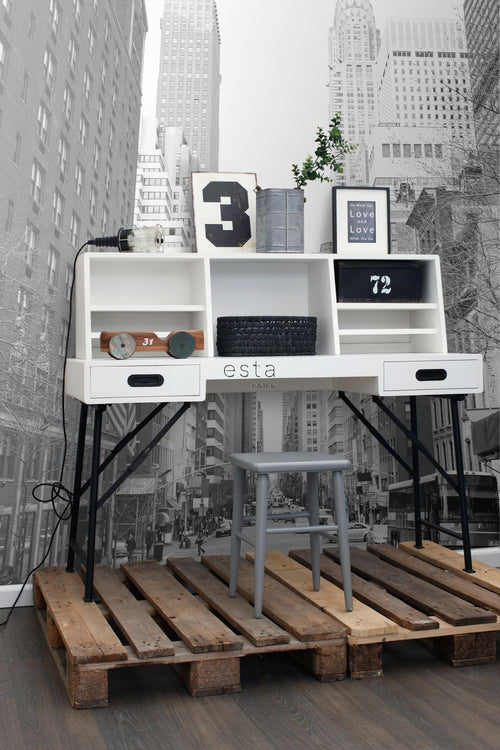 ESTAhome fotobehang New York street view zwart en wit - 186 x 279 cm - 157706 - vtwonen shop