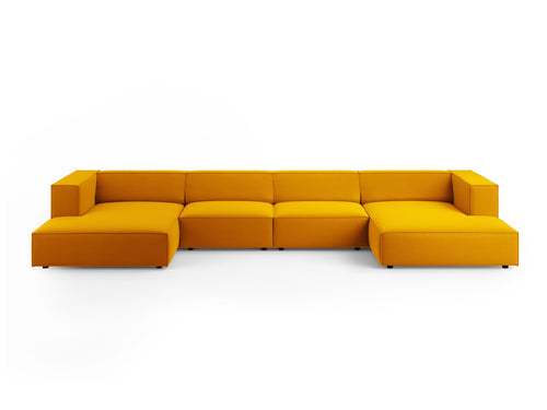 Cosmopolitan Design Panoramische bank Arendal 6-zits, flueel, geel - 166x364x70cm