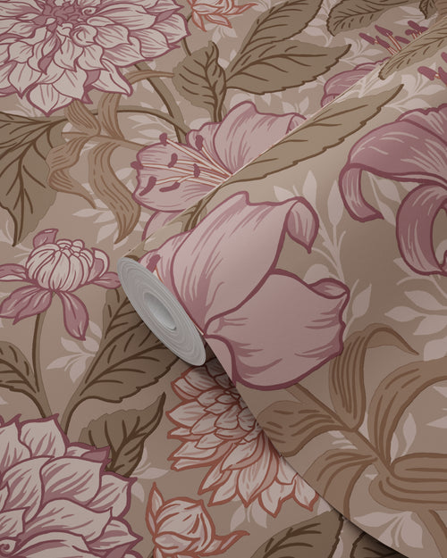 ESTAhome behang vintage bloemen mauve paars - 50 x 900 cm - 131850