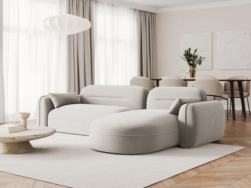 Cosmopolitan Design Modulaire hoekbank rechts Sydney 4-zits, flueel, lichtbeige - 165x275x70cm