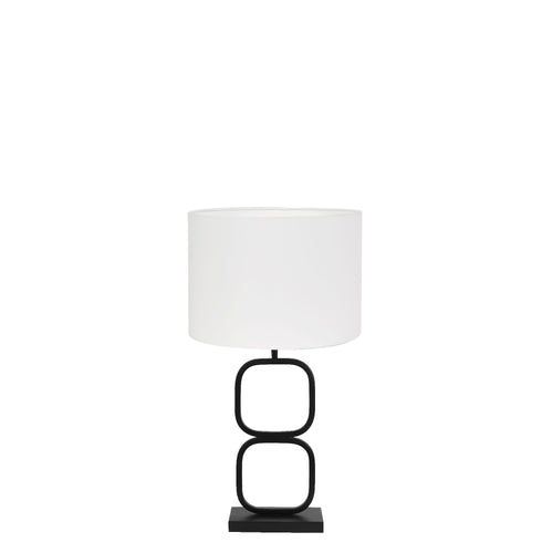 Light & Living tafellamp Lutika/Polycotton - zwart, wit - 30x30x67cm