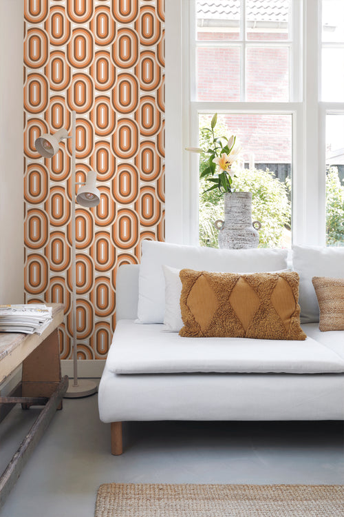 ESTAhome behang retro ornamenten oranje en bruin - 50 x 900 cm - 130983 - vtwonen shop