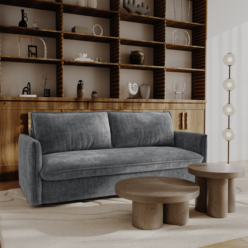 Premium Interiors - Snel uitklapbare slaapbank AVA - gewaafd fluweel leisteengrijs 178cm