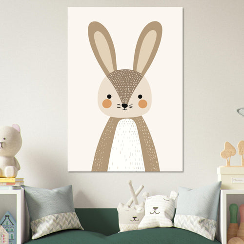 Artfulprints Poster Konijn portret   - A4 21x29.7 cm - Bruin