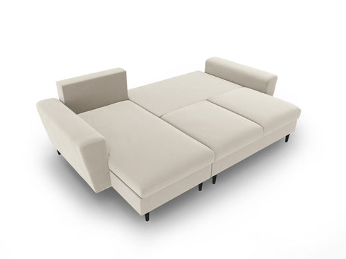 Cosmopolitan Design Omkeerbare converteerbare hoekbank met opbergdoos Kyoto 4-zits, flueel lichtbeige - 145x241x88cm