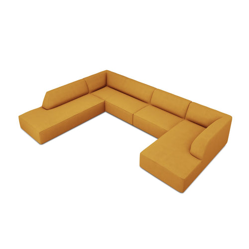 Cosmopolitan Design - Panoramische hoekbank links Siena 7-zits, structurele stof geel - 273x366x69cm