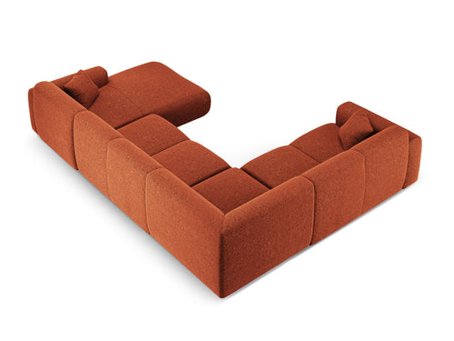 Cosmopolitan Design Panoramische hoekbank links Nolio 6-zits, chenille terracotta - 252x342x72cm