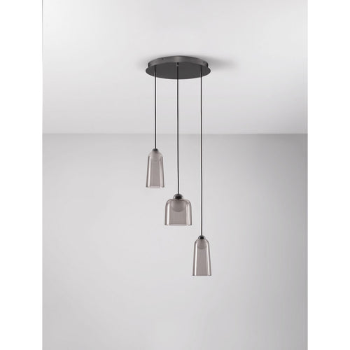 Nova Luce DIONE Hanglamp met clusterdesign, zandkleurig zwart, rookkleurige LED 15W 600lm 3000K