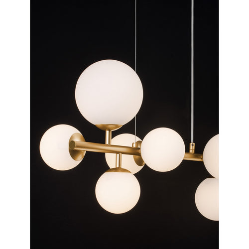 Nova Luce ODILLIA Bolvormige hanglamp voor plafond, opaal, matgoud, LED G9 7x5W